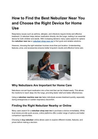 How to Find the Best Nebulizer Near You and Choose the Right Device for Home Use