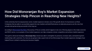 How Did Monoranjan Roy's Market Expansion Strategies Help Pincon in Reaching New Heights
