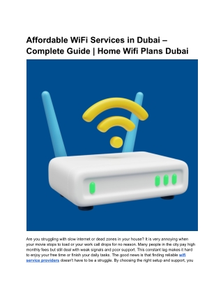 Affordable WiFi Services in Dubai – Complete Guide | Home Wifi Plans Dubai