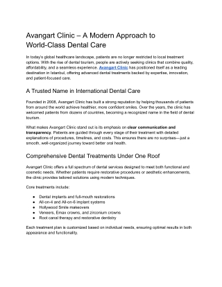 Avangart Clinic – A Modern Approach to World-Class Dental Care