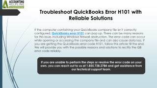 Quick Solutions to Rectify QuickBooks Error H101