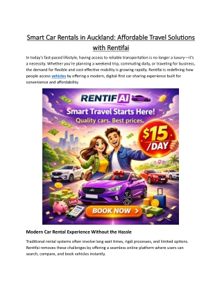 Smart Car Rentals in Auckland Affordable Travel Solutions with Rentifai
