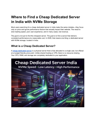 Where to Find a Cheap Dedicated Server in India with NVMe Storage