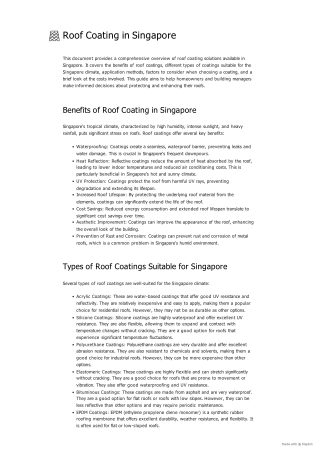 Roof Coating in Singapore