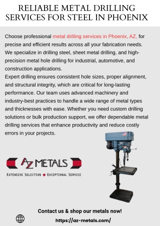 Reliable Metal Drilling Services for Steel in Phoenix
