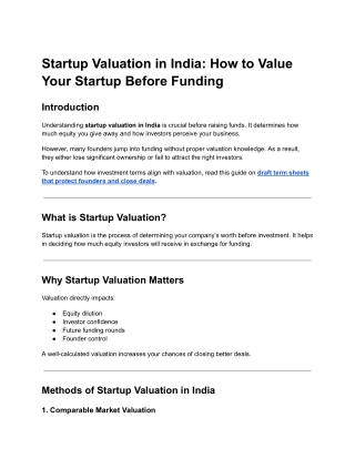 Startup Valuation in India How to Value Your Startup Before Funding