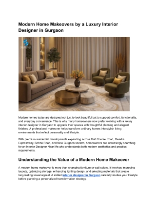 Modern Home Makeovers by a Luxury Interior Designer in Gurgaon