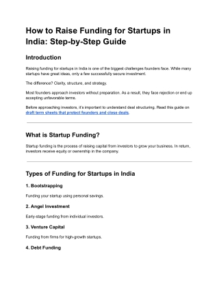 How to Raise Funding for Startups in India Step-by-Step Guide