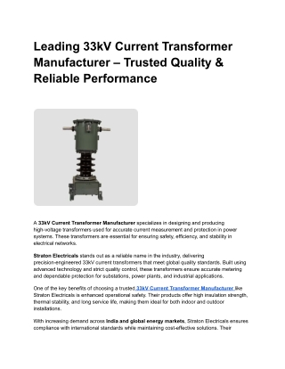 Leading 33kV Current Transformer Manufacturer – Trusted Quality & Reliable Performance