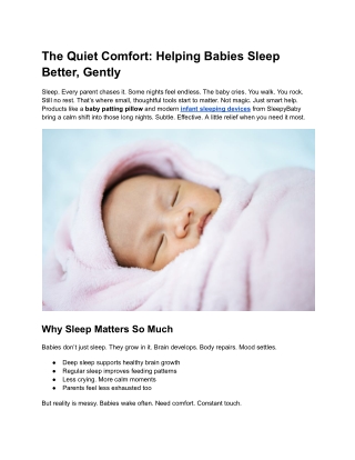 The Quiet Comfort_ Helping Babies Sleep Better, Gently