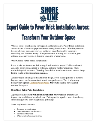 Expert Guide to Paver Brick Installation Aurora: Transform Your Outdoor Space