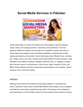 SMM Services in Pakistan