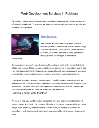 Web Development Services in Pakistan