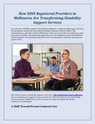 How NDIS Registered Providers in Melbourne Are Transforming Disability Support