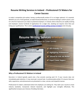 Resume Writing Services in Ireland – Professional CV Makers for Career Success