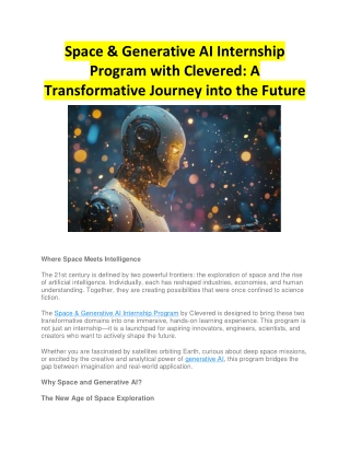 Space & Generative AI Internship Program with Clevered - A Transformative Journey into the Future