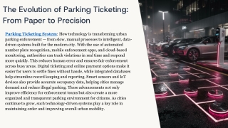 The Evolution of Parking Ticketing From Paper to Precision