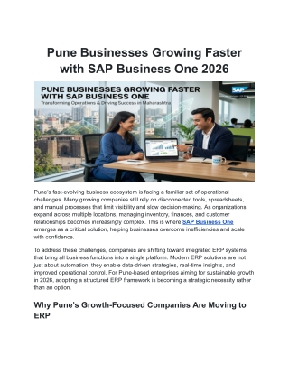 Pune Businesses Growing Faster with SAP Business One 2026