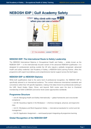 Elevate Your Career with NEBOSH Level 6 International Diploma – Gulf Academy Saf