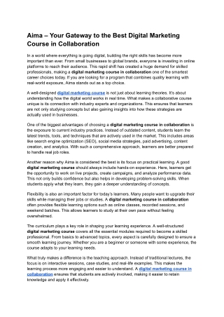 Aima – Your Gateway to the Best Digital Marketing Course in Collaboration