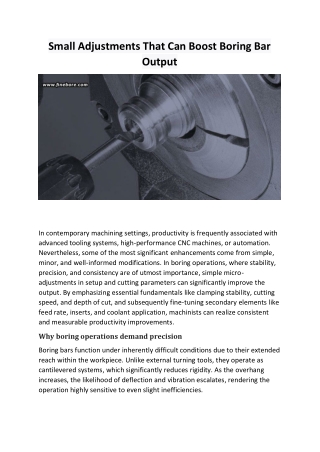 Small Adjustments That Can Boost Boring Bar Output