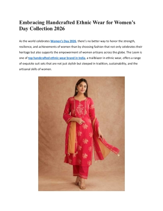 Embracing Handcrafted Ethnic Wear for Women Collection 2026