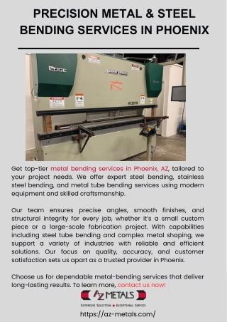 Precision Metal & Steel Bending Services in Phoenix