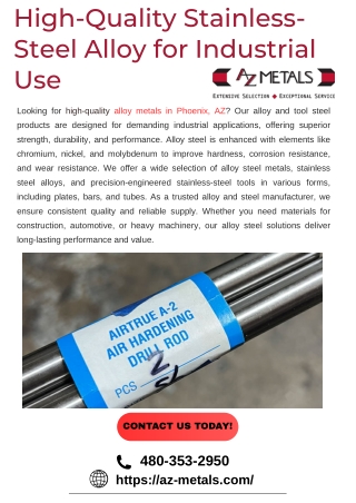 High-Quality Stainless-Steel Alloy for Industrial Use