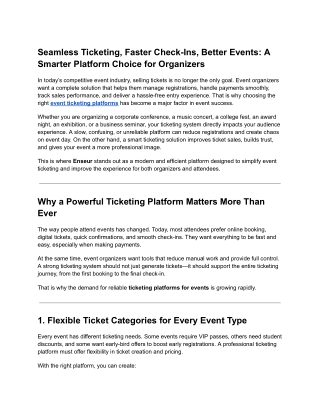 Seamless Ticketing, Faster Check-Ins, Better Events_ A Smarter Platform Choice for Organizers