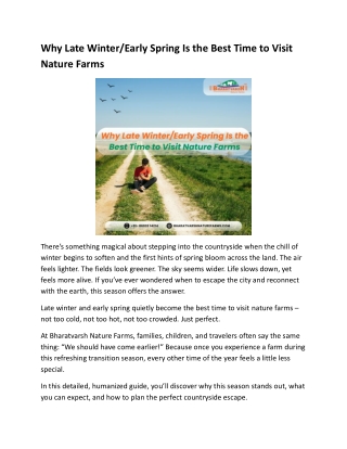 Why Late Winter/Early Spring Is the Best Time to Visit Nature Farms