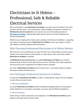 3- Electricians in St Helens – Professional, Safe & Reliable Electrical Services