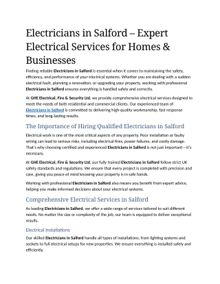 4- Electricians in Salford – Expert Electrical Services for Homes & Businesses