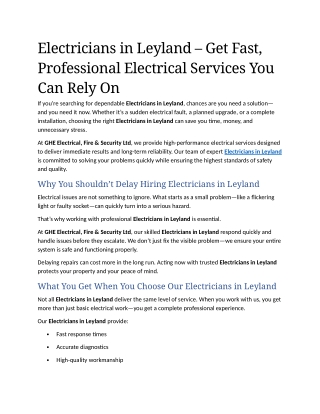 7- Electricians in Leyland – Get Fast, Professional Electrical Services You Can Rely On