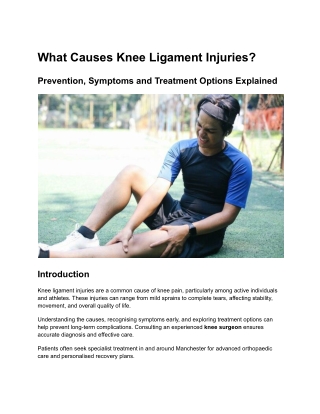 Knee Ligament Injuries – Causes, Symptoms and Treatment Guide