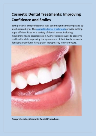 Cosmetic Dental Treatments - Improving Confidence and Smiles