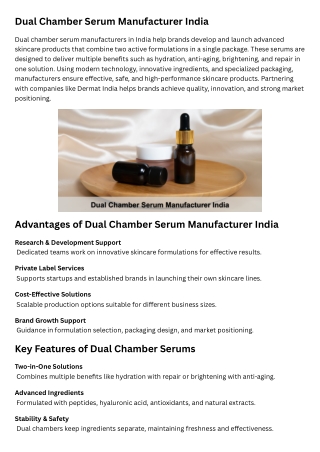 Dual Chamber Serum Manufacturer India