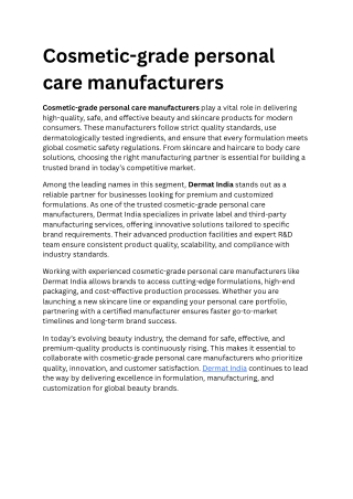 Cosmetic-grade personal care manufacturers