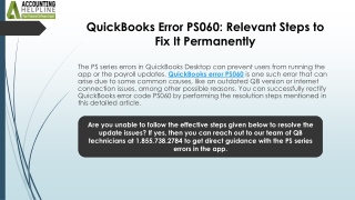 Effective Solutions to Eliminate QuickBooks Error PS060