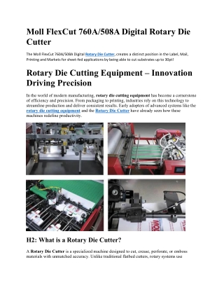 Moll FlexCut 760A/508A Digital Rotary Die Cutter