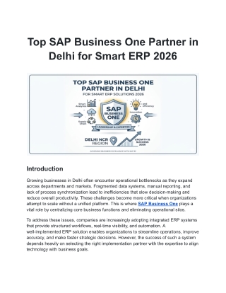 Top SAP Business One Partner in Delhi for Smart ERP 2026