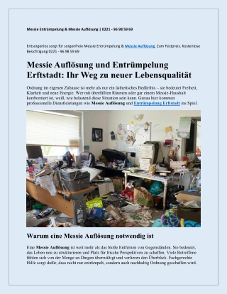 Messie Auflösung - Entsorgenlos