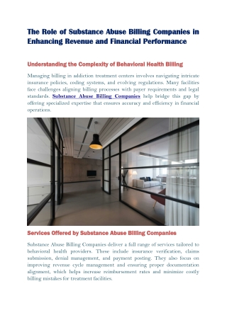 Substance Abuse Billing Companies