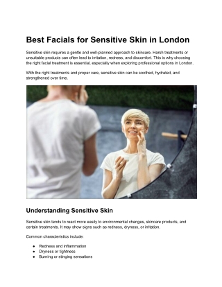 Facial Treatments for Sensitive Skin: A London Guide