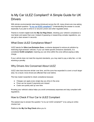 Is My Car ULEZ Compliant_ A Simple Guide for UK Drivers