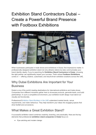Exhibition Stand Contractors Dubai – Create a Powerful Brand Presence with Footboxx Exhibitions