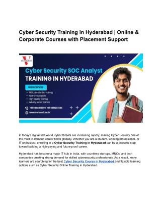 Cyber Security Training in Hyderabad _ Online & Corporate Courses