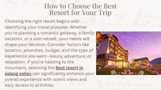 How to Choose the Best Resort for Your Trip