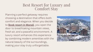Best Resort for Luxury and Comfort Stay