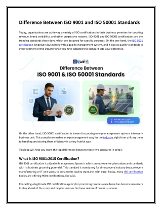 Difference Between ISO 9001 and ISO 50001 Standards
