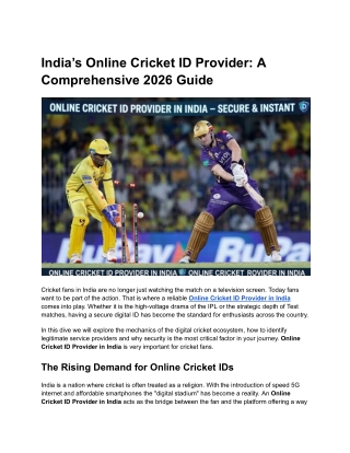 India’s Online Cricket ID Provider_ A Comprehensive 2026 Guide